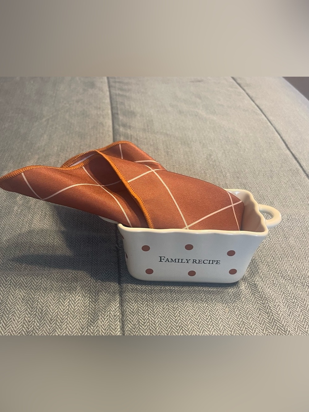 Ceramic Dish - White with Orange Dots